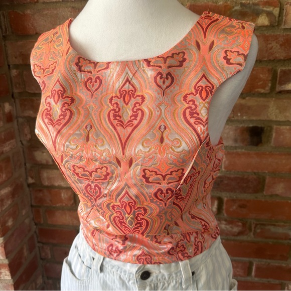 Paisley Pink Paper Heart Crop Top - Picture 1 of 8